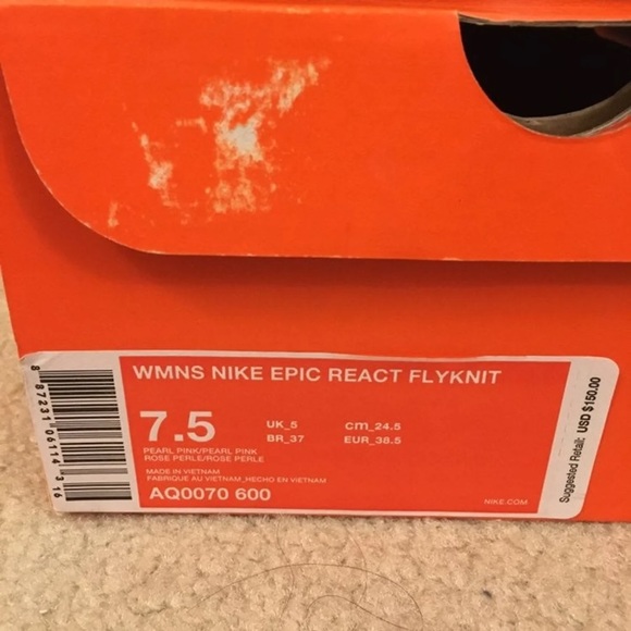 $188 Rare Nike Pearl Pink Epic React - Picture 7 of 7